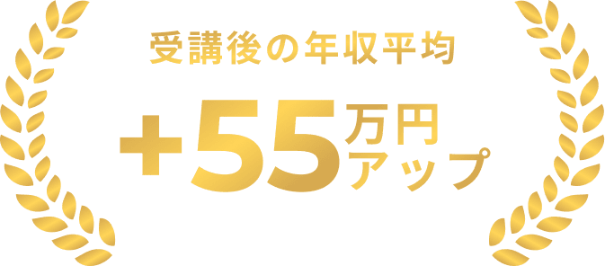 受講後の年収平均+55万円アップ